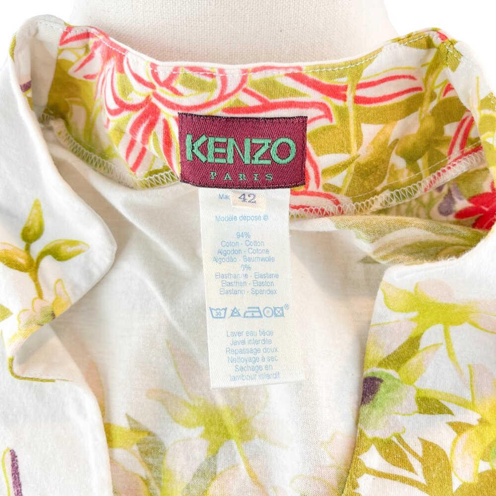 Kenzo Tropical Plant Print Sleeveless High Collar Tank - Picture 6 of 6